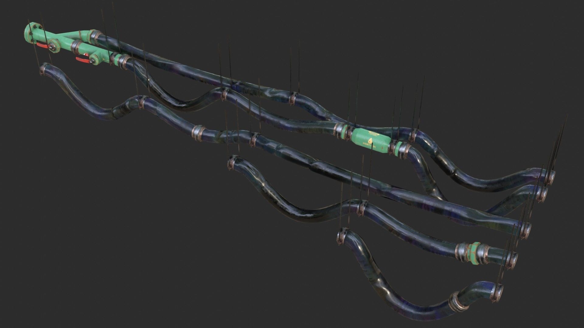 Modular Pipes - Oil Pipelines Low-poly 3D model_9