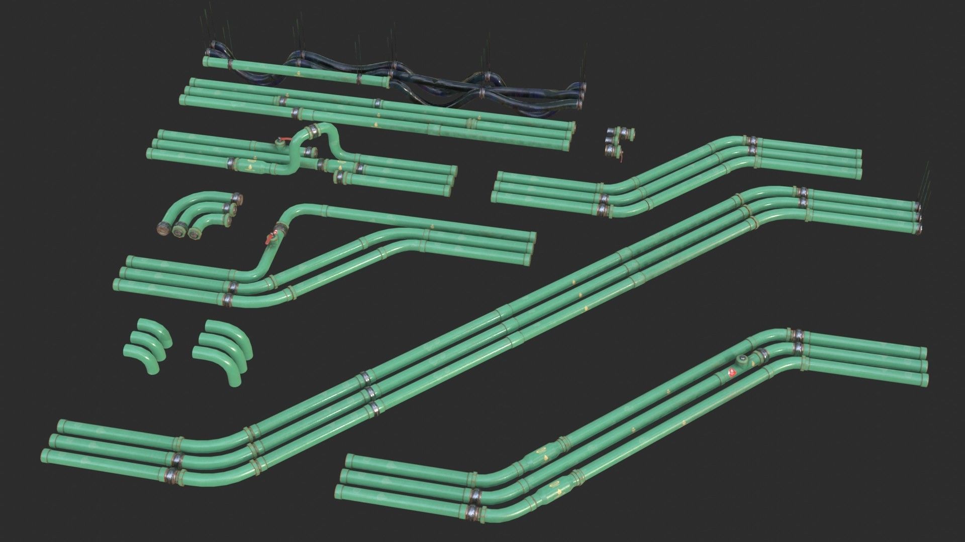 Modular Pipes - Oil Pipelines Low-poly 3D model_15