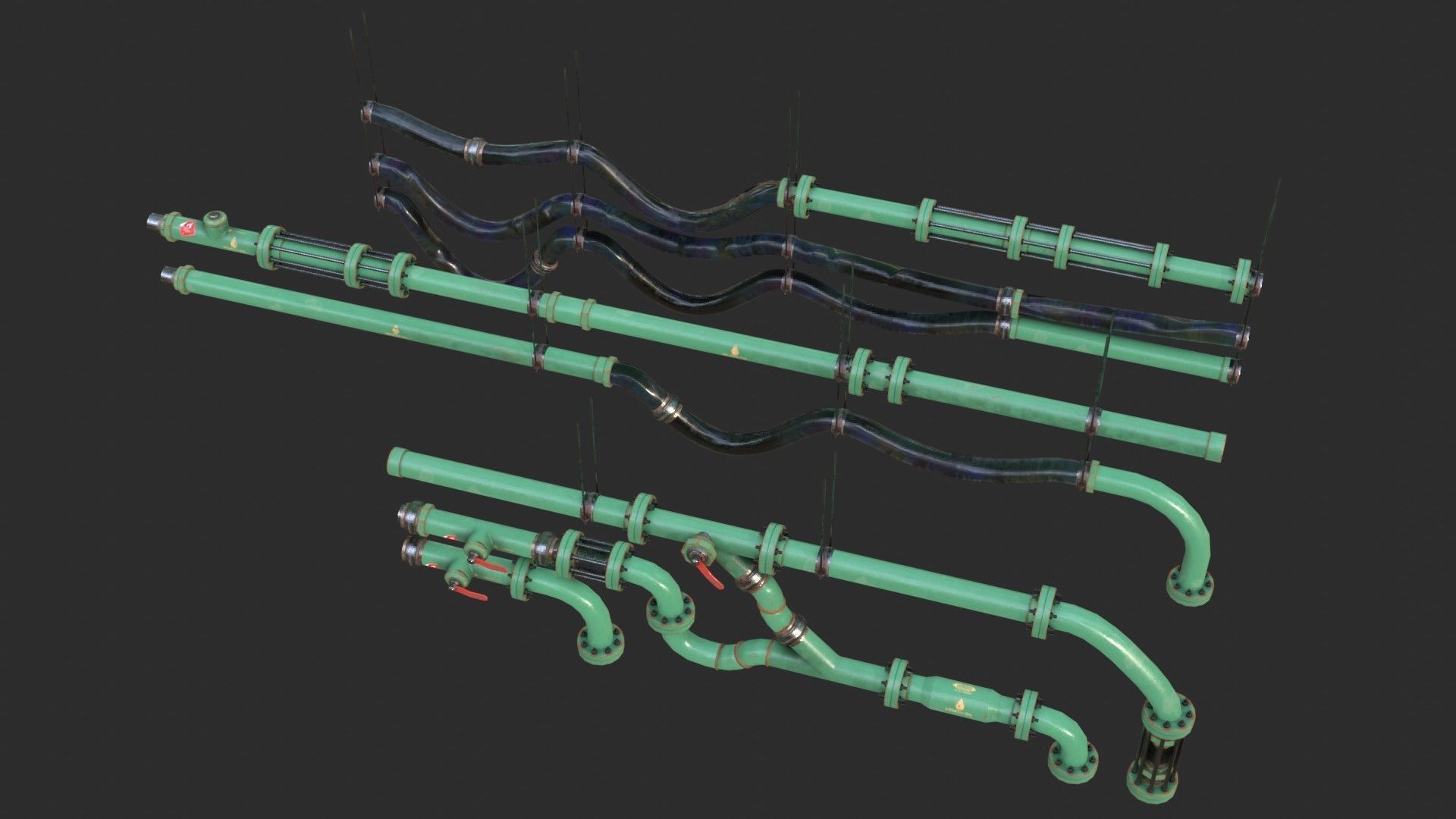 Modular Pipes - Oil Pipelines Low-poly 3D model_11