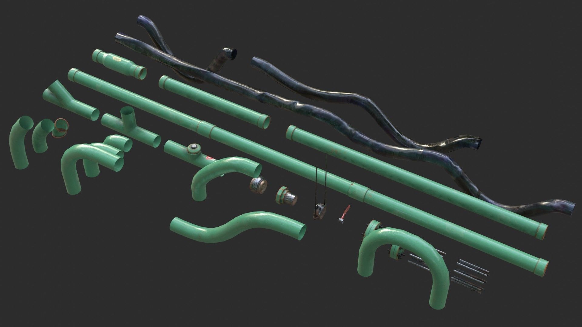 Modular Pipes - Oil Pipelines Low-poly 3D model_3