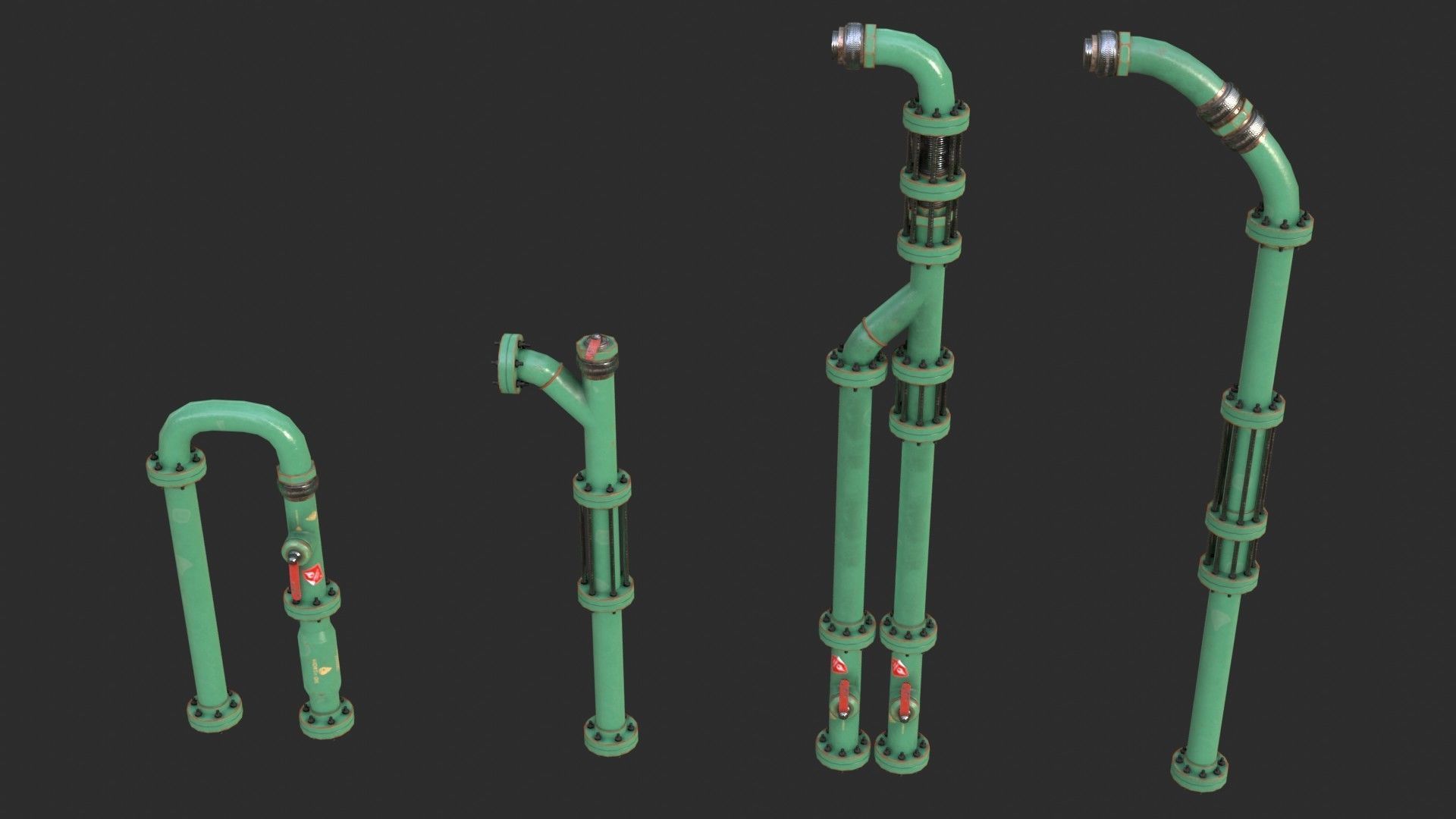 Modular Pipes - Oil Pipelines Low-poly 3D model_12