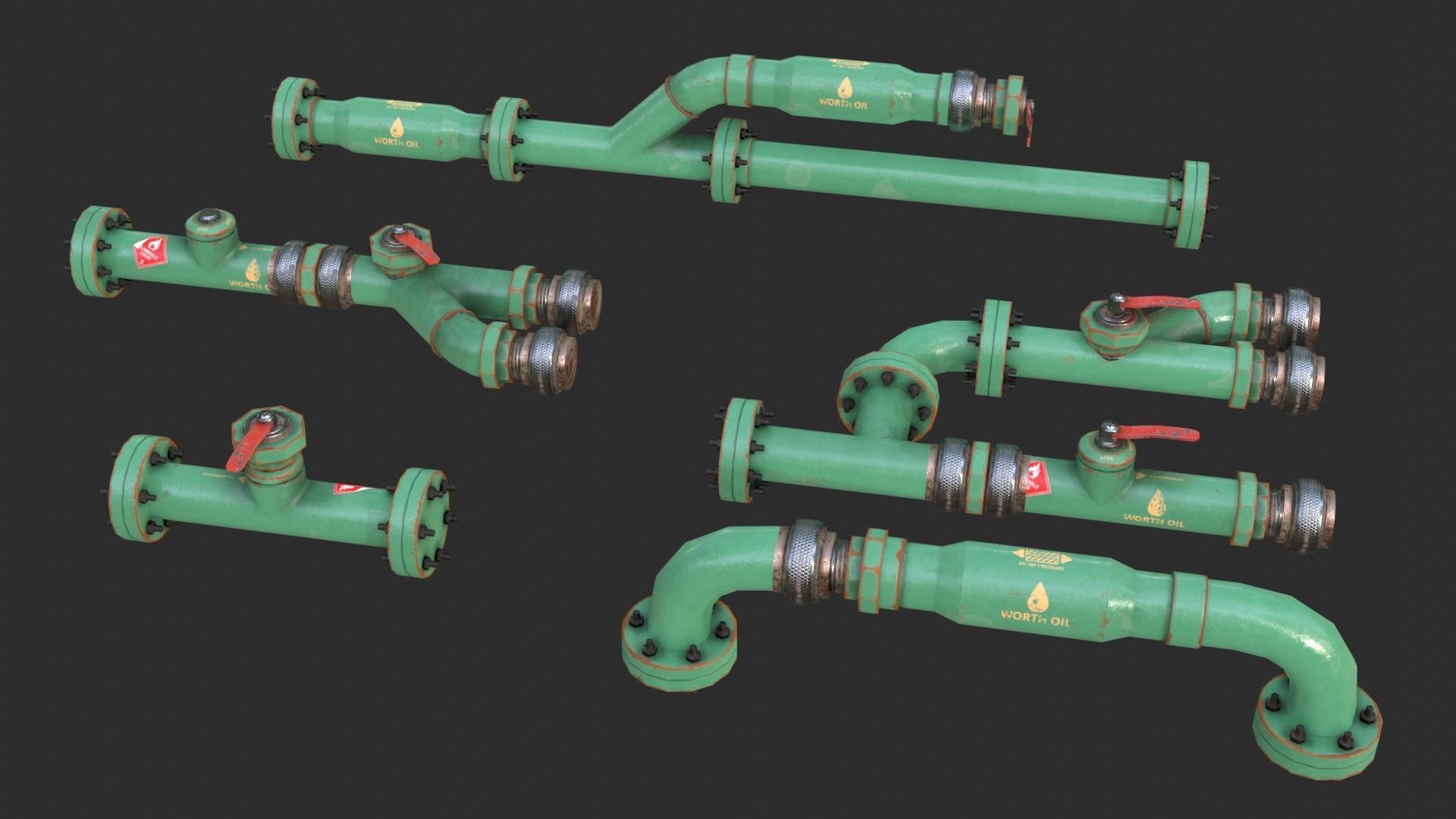 Modular Pipes - Oil Pipelines Low-poly 3D model_14