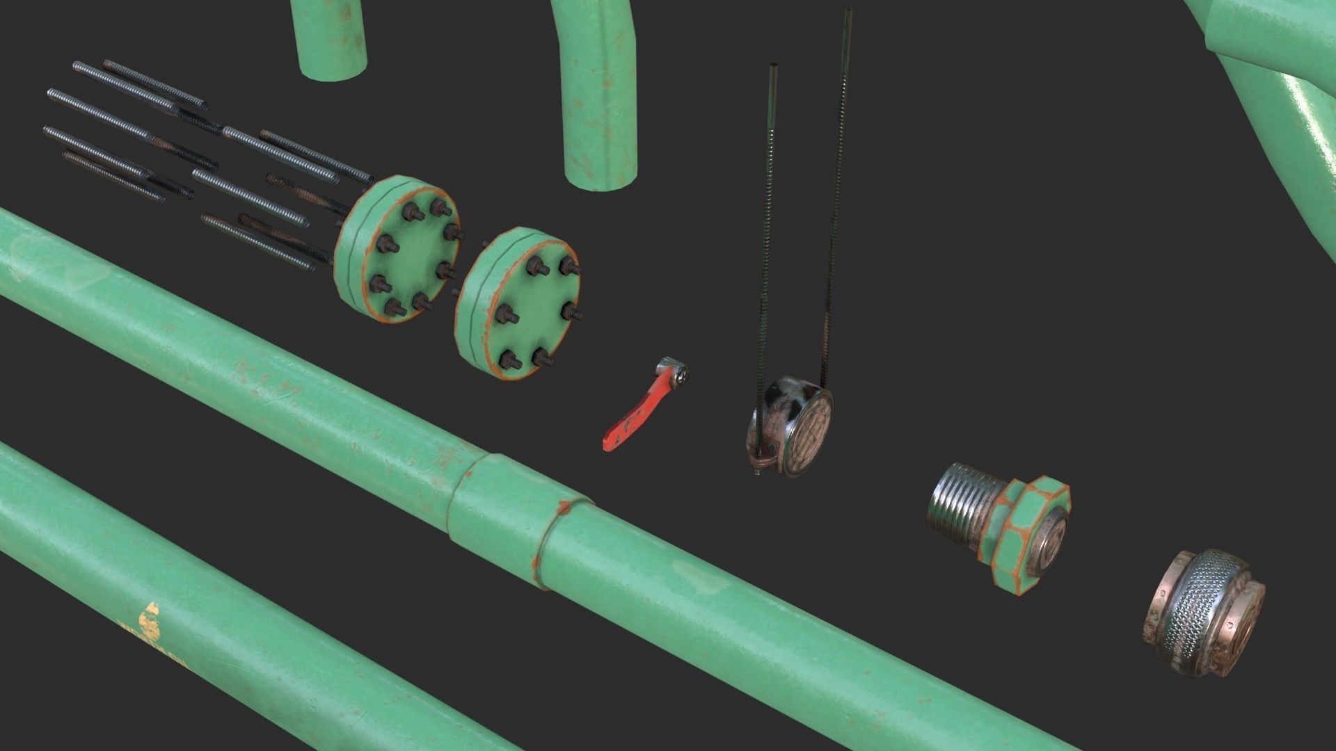 Modular Pipes - Oil Pipelines Low-poly 3D model_8