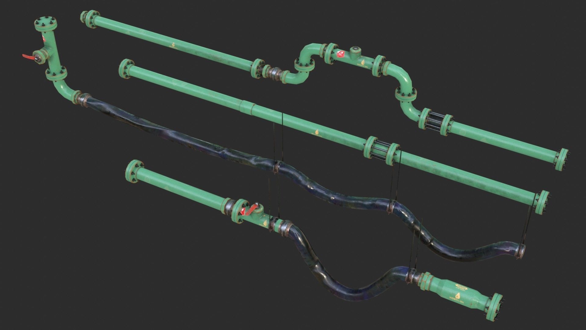 Modular Pipes - Oil Pipelines Low-poly 3D model_10