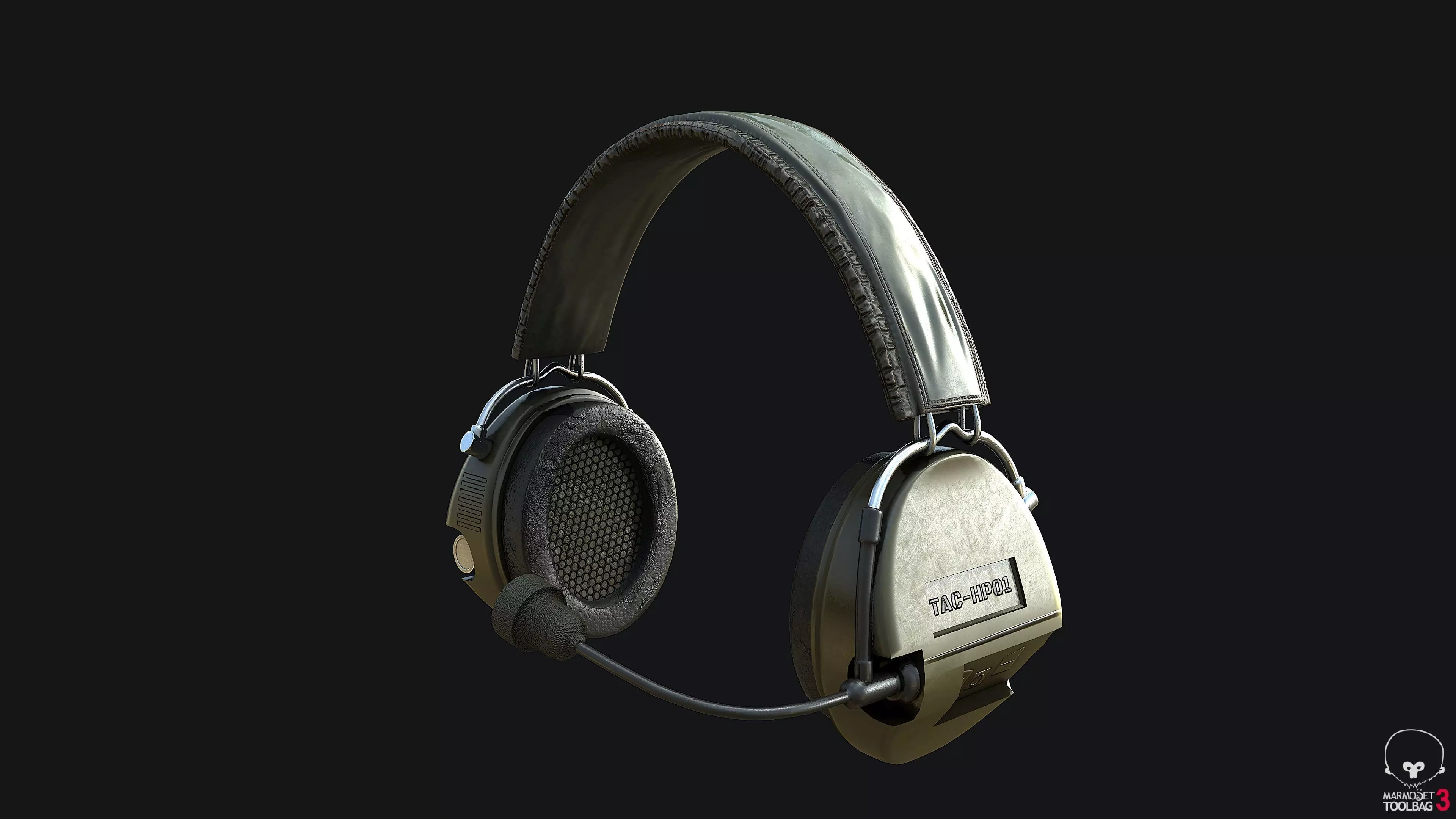 Tactical Headsets Game-ready PBR Low-poly 3D model_0