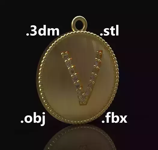 Model 186 Alphabets Necklace  The Letter V Necklace Camber 3D print model