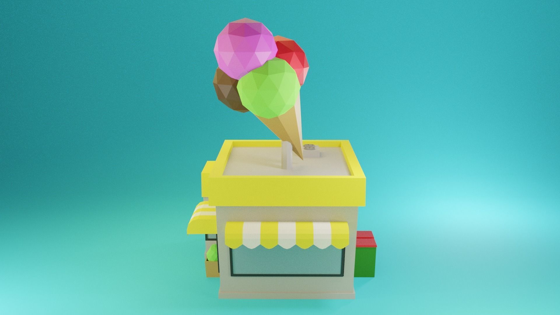 Icecream Shop Low-poly 3D model_3