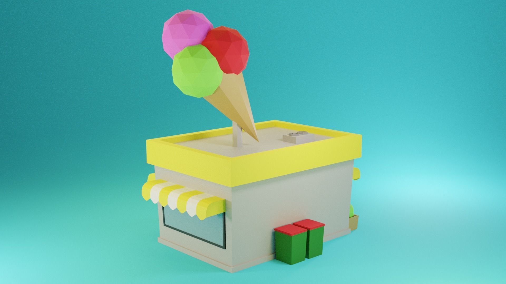 Icecream Shop Low-poly 3D model_4