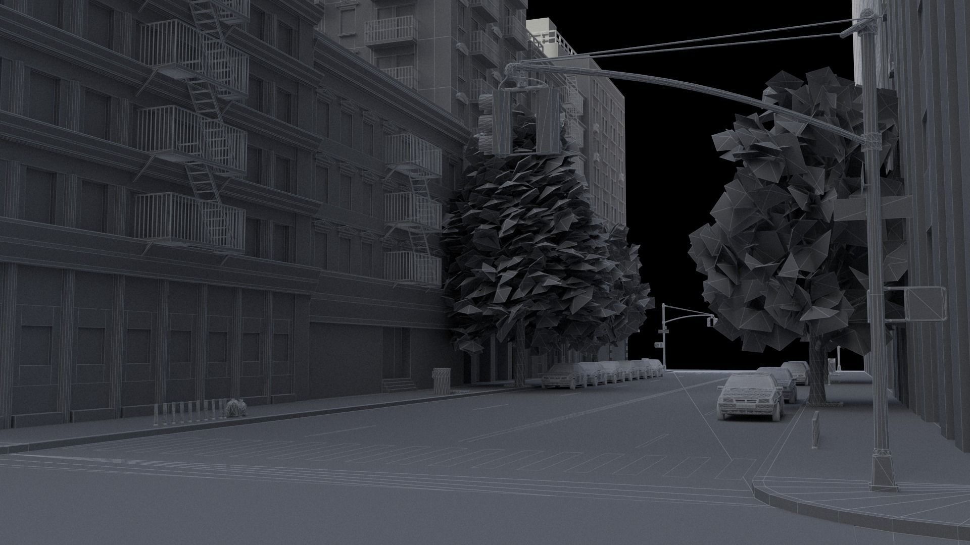 Realistic City District H18-A21 MAYA Low-poly 3D model_28