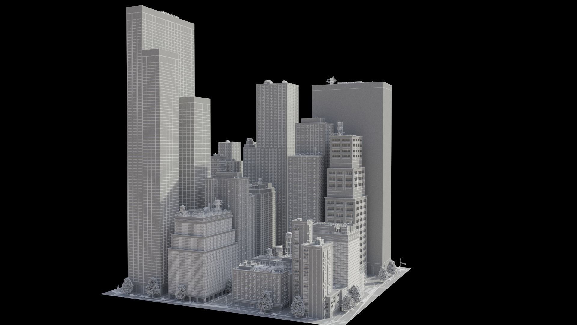Realistic City District H18-A21 MAYA Low-poly 3D model_33