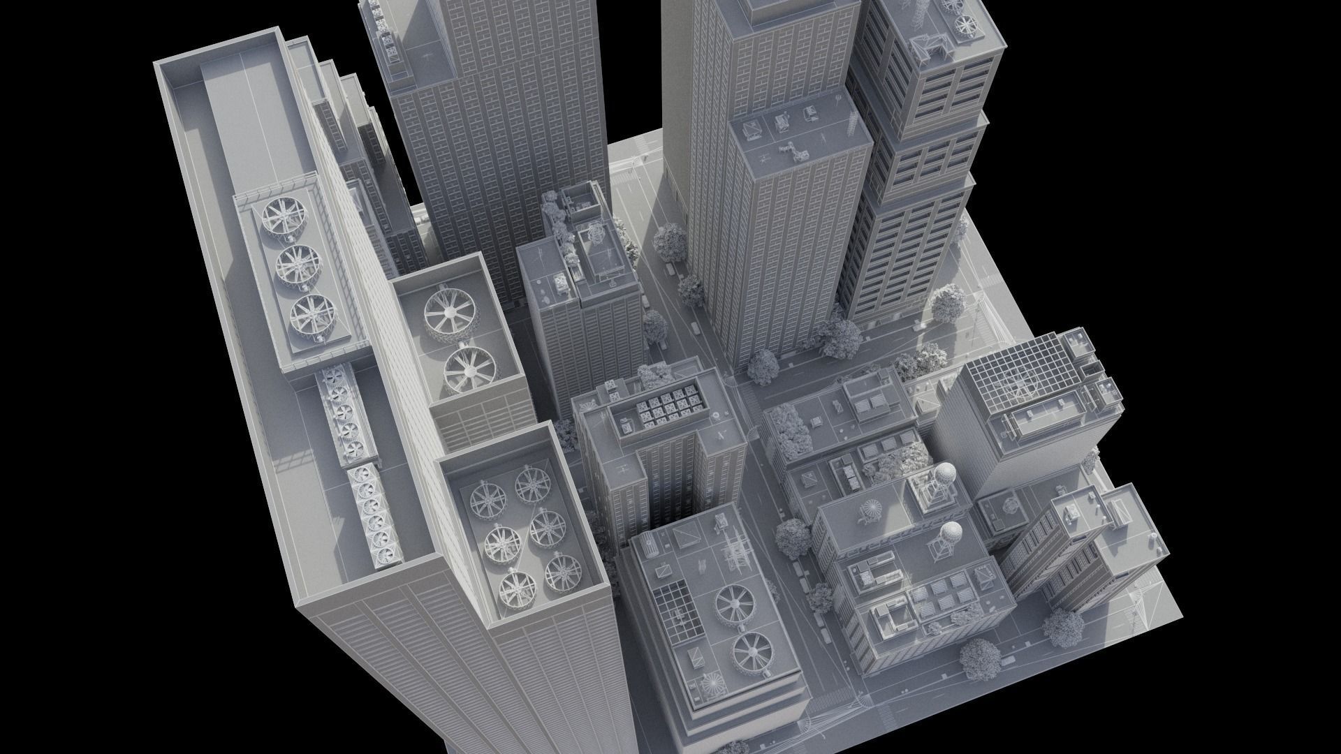 Realistic City District H18-A21 MAYA Low-poly 3D model_21