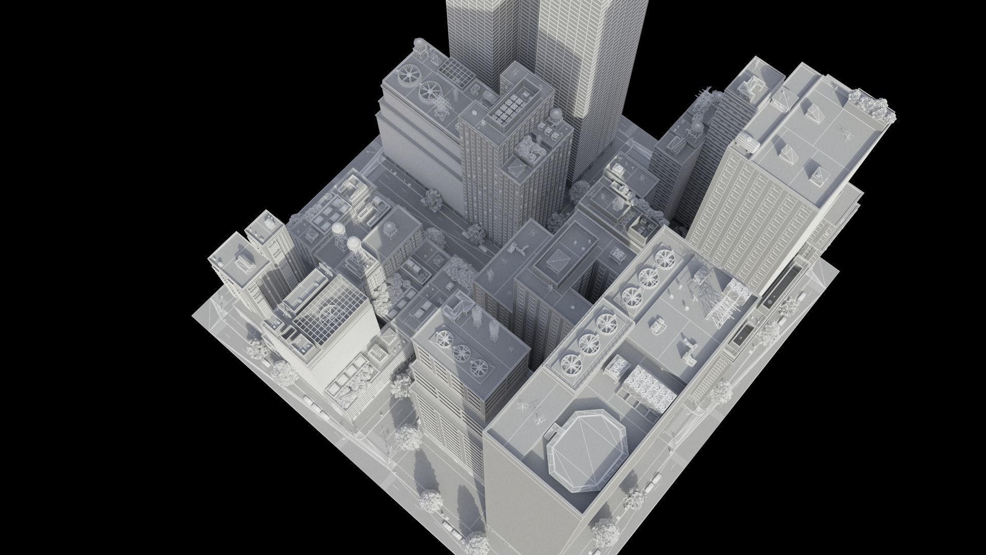 Realistic City District H18-A21 MAYA Low-poly 3D model_19