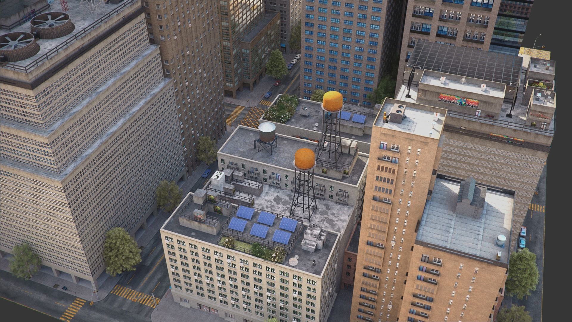 Realistic City District H18-A21 MAYA Low-poly 3D model_7