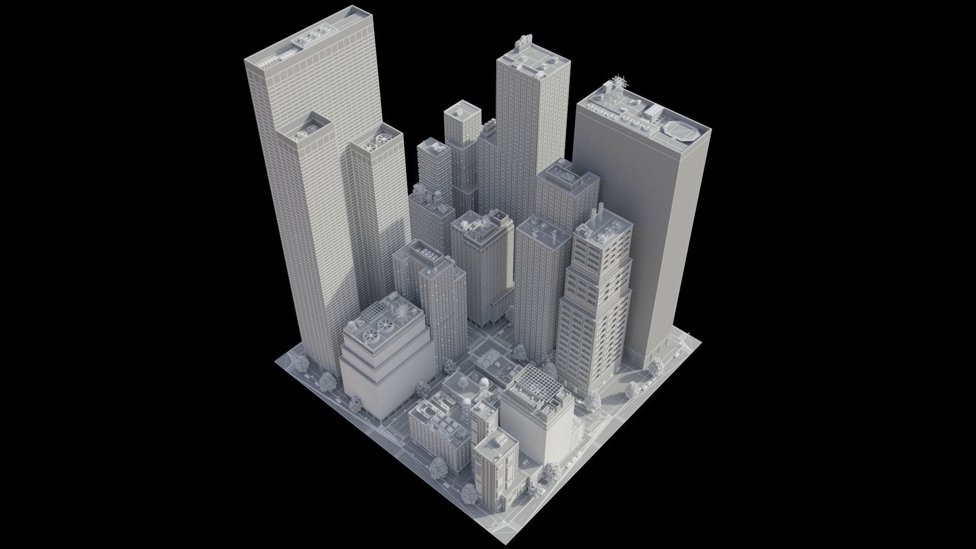 Realistic City District H18-A21 MAYA Low-poly 3D model_31