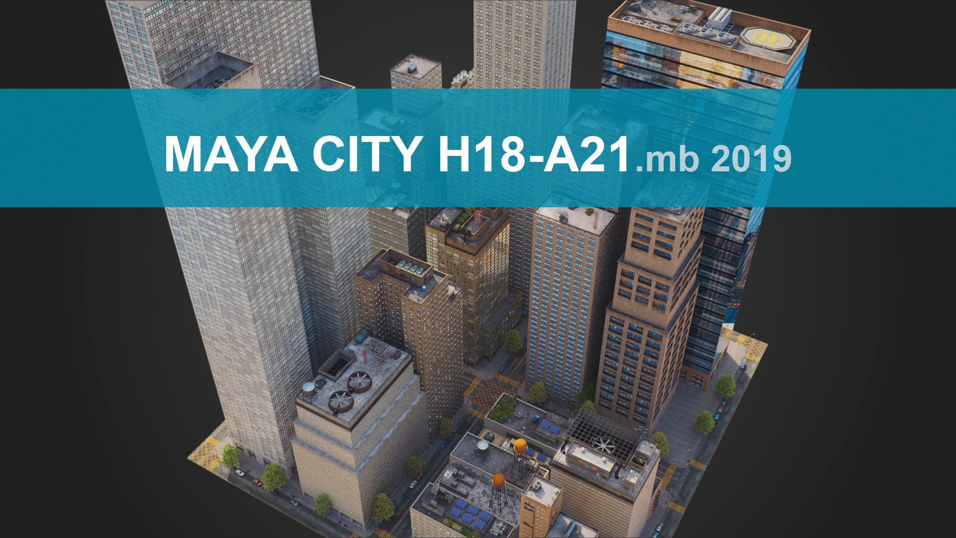 Realistic City District H18-A21 MAYA Low-poly 3D model_0