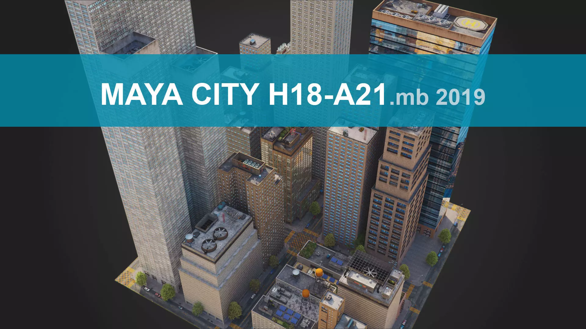 Realistic City District H18-A21 MAYA Low-poly 3D model_0