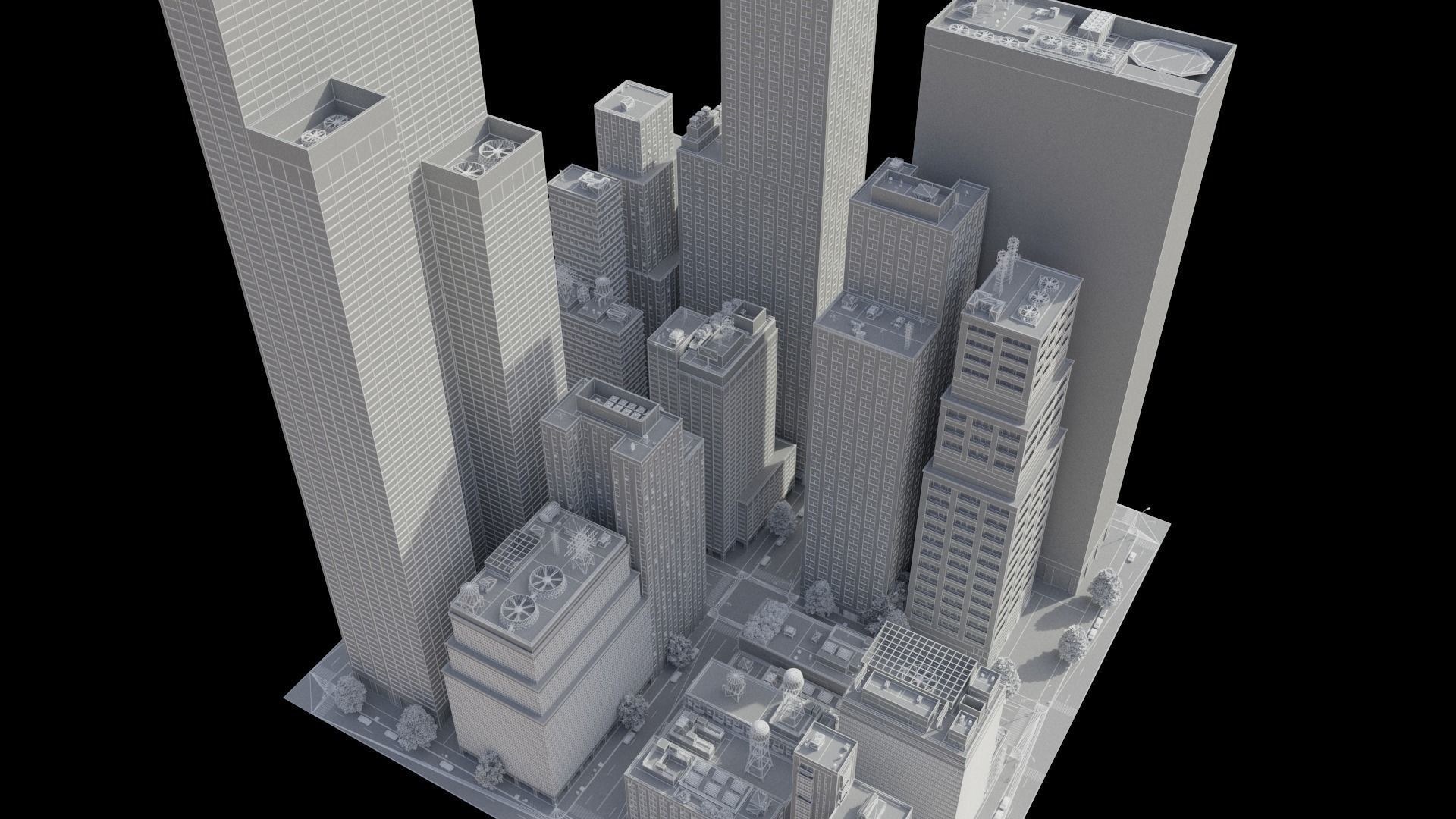 Realistic City District H18-A21 MAYA Low-poly 3D model_18
