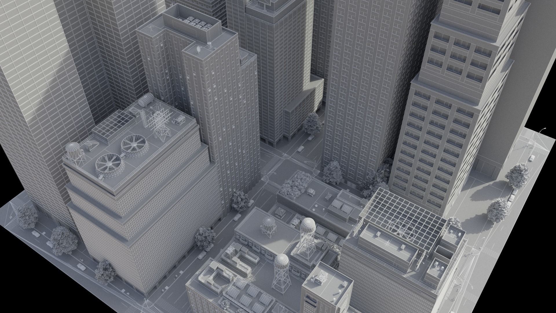 Realistic City District H18-A21 MAYA Low-poly 3D model_22