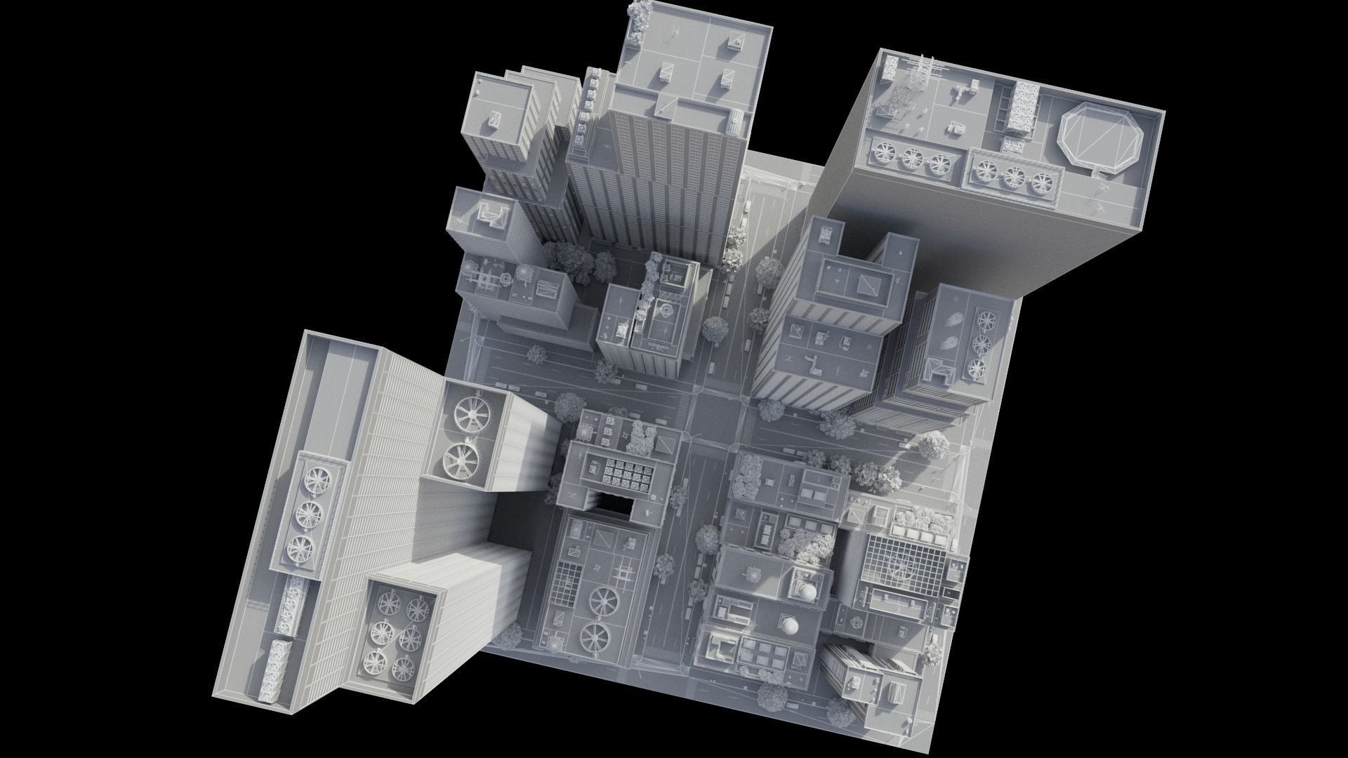 Realistic City District H18-A21 MAYA Low-poly 3D model_30