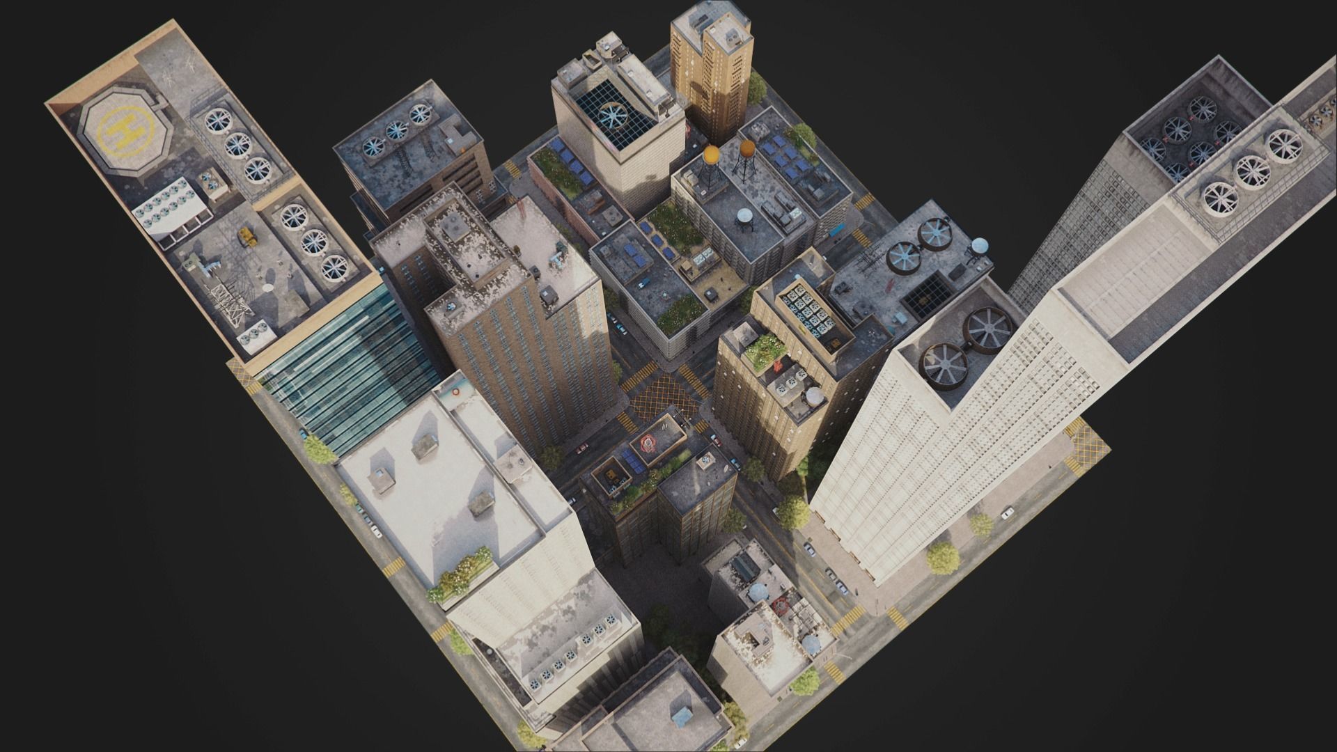 Realistic City District H18-A21 MAYA Low-poly 3D model_4