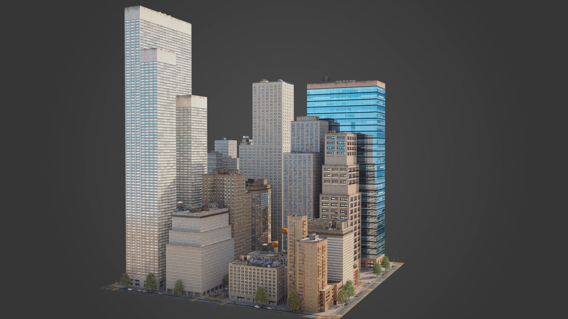 Realistic City District H18-A21 MAYA Low-poly 3D model_17