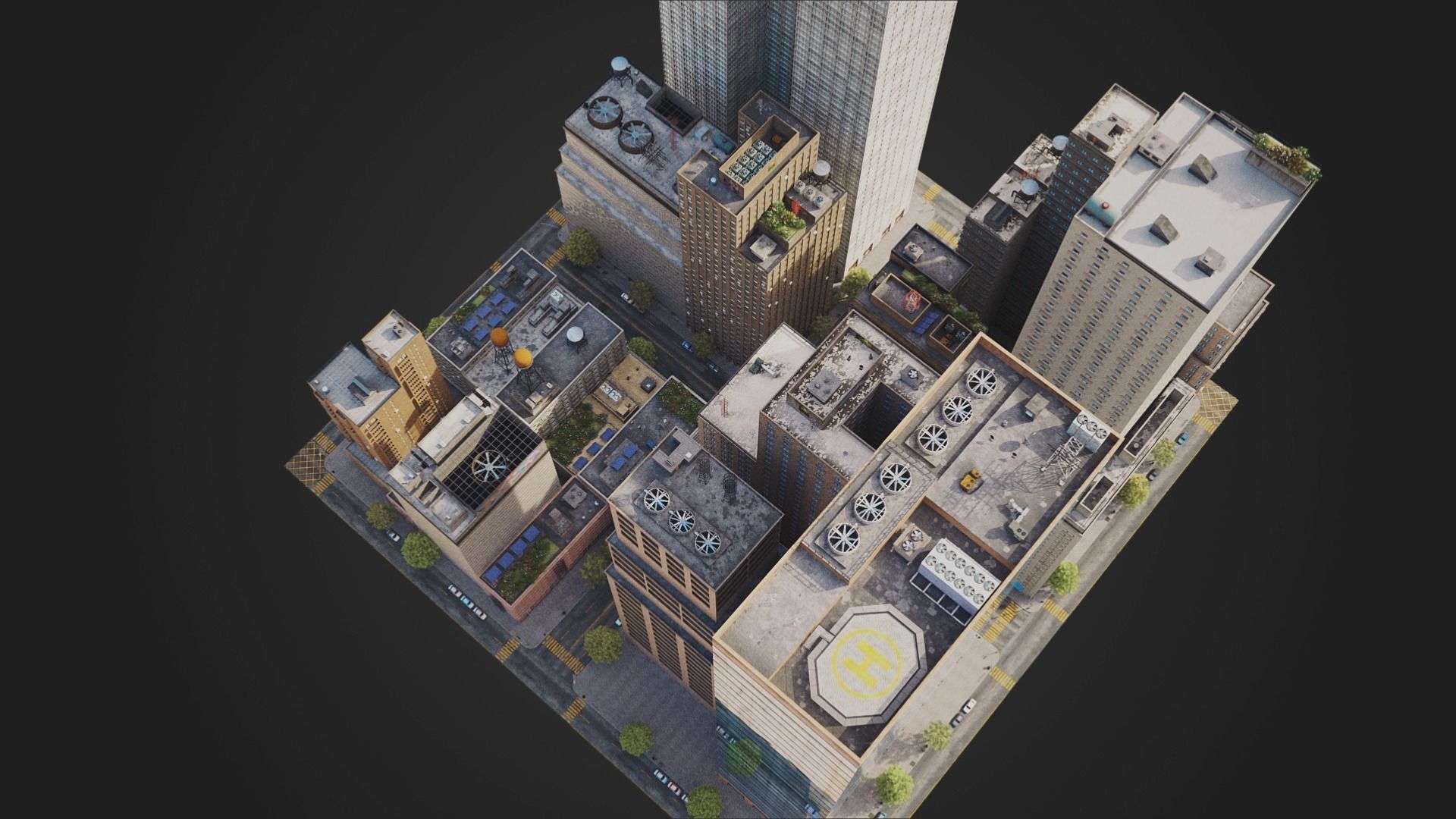 Realistic City District H18-A21 MAYA Low-poly 3D model_3
