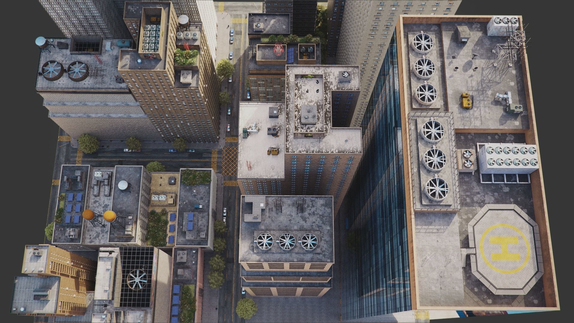 Realistic City District H18-A21 MAYA Low-poly 3D model_8