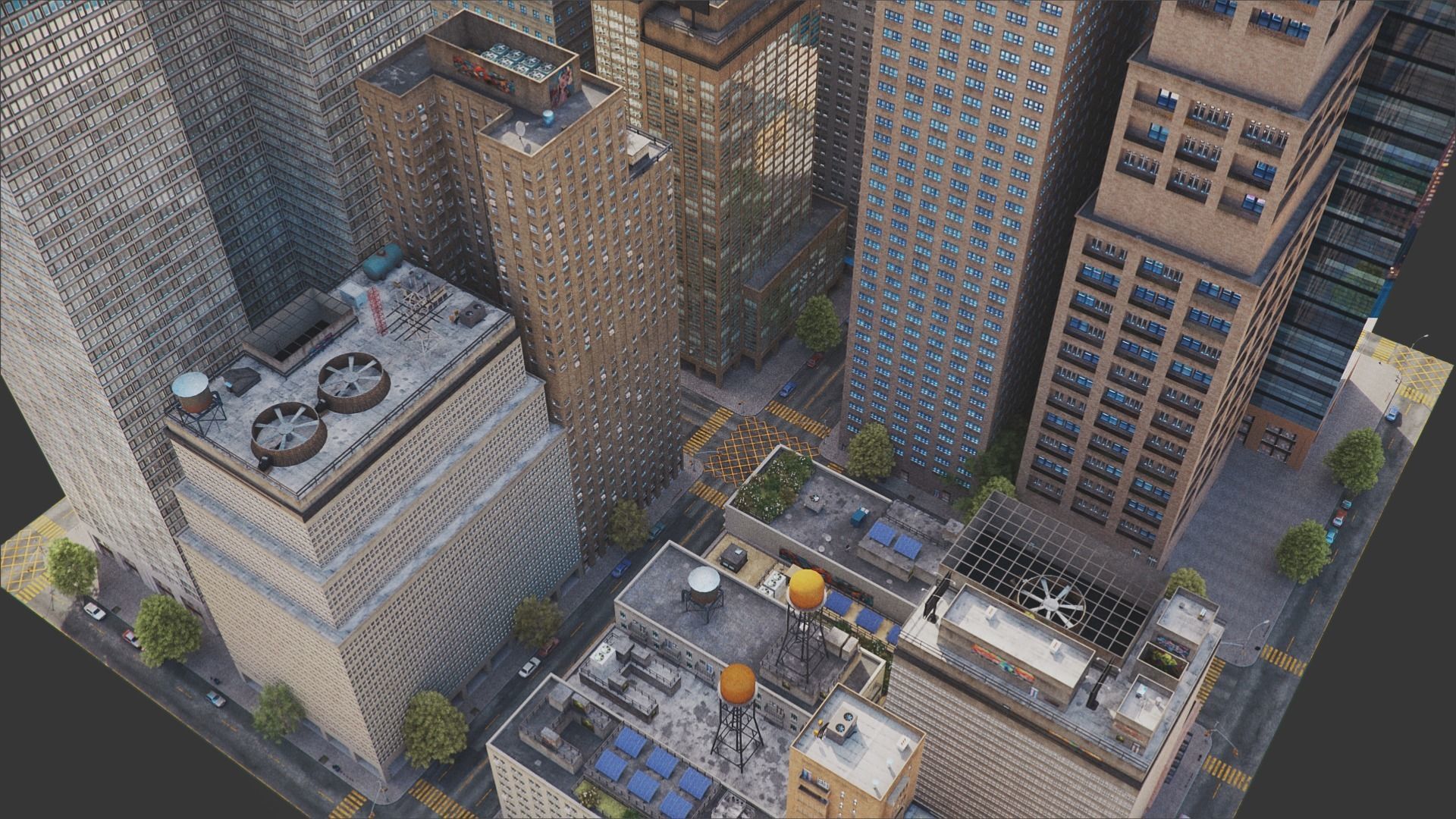 Realistic City District H18-A21 MAYA Low-poly 3D model_6