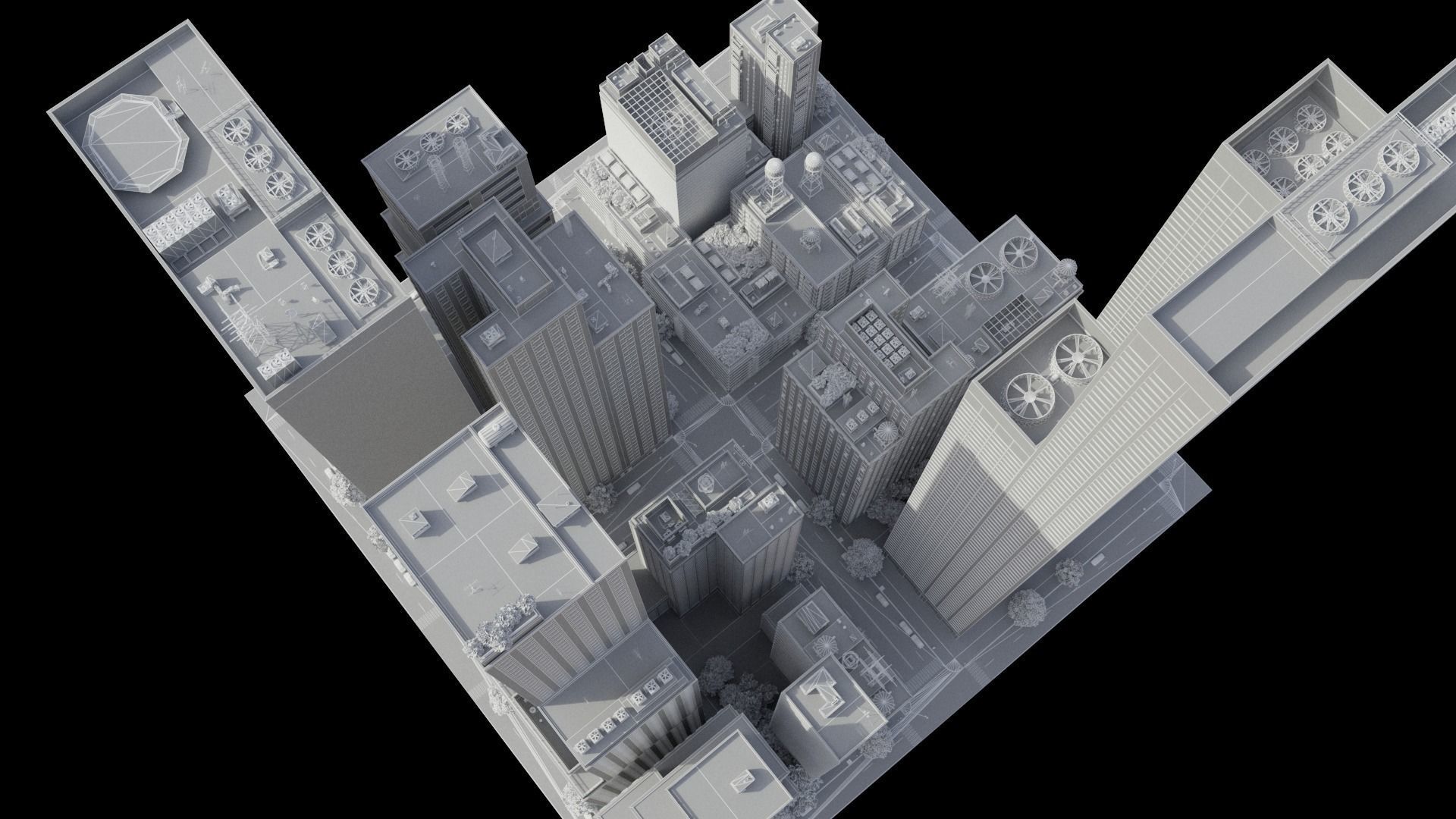 Realistic City District H18-A21 MAYA Low-poly 3D model_20