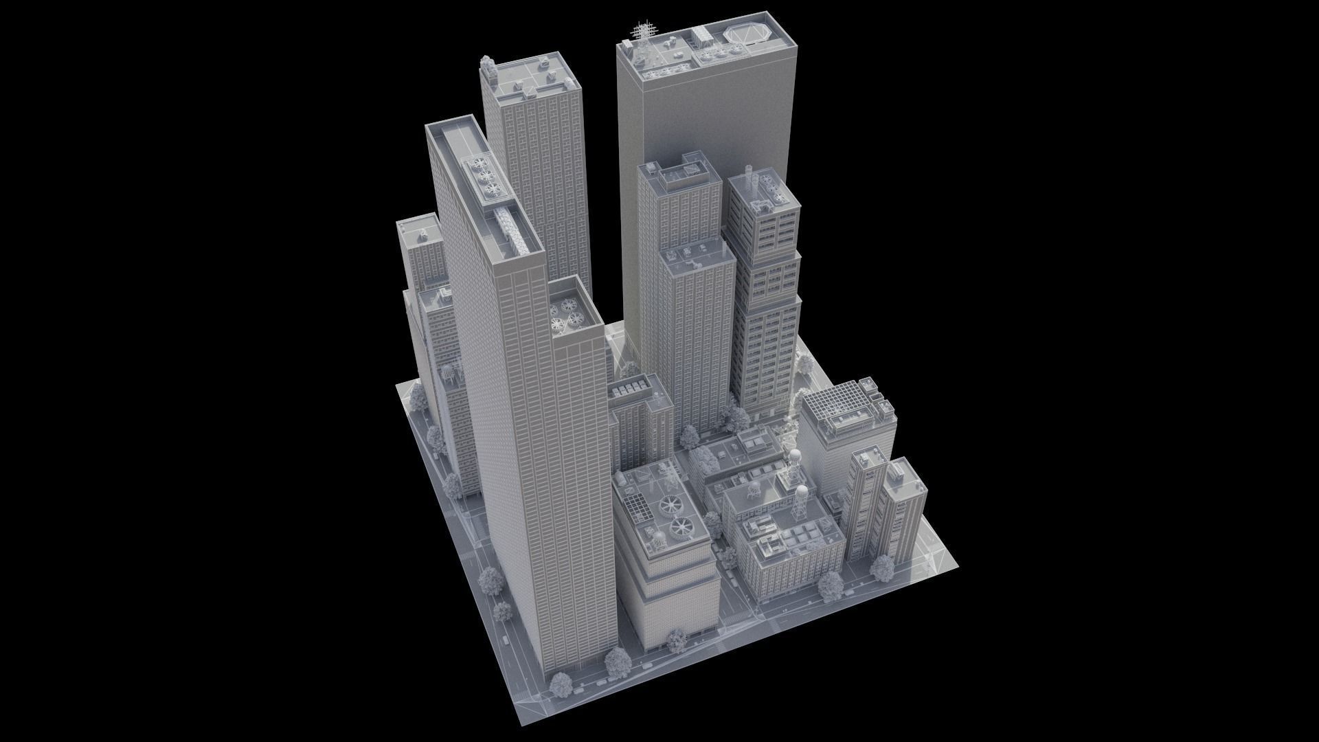 Realistic City District H18-A21 MAYA Low-poly 3D model_32