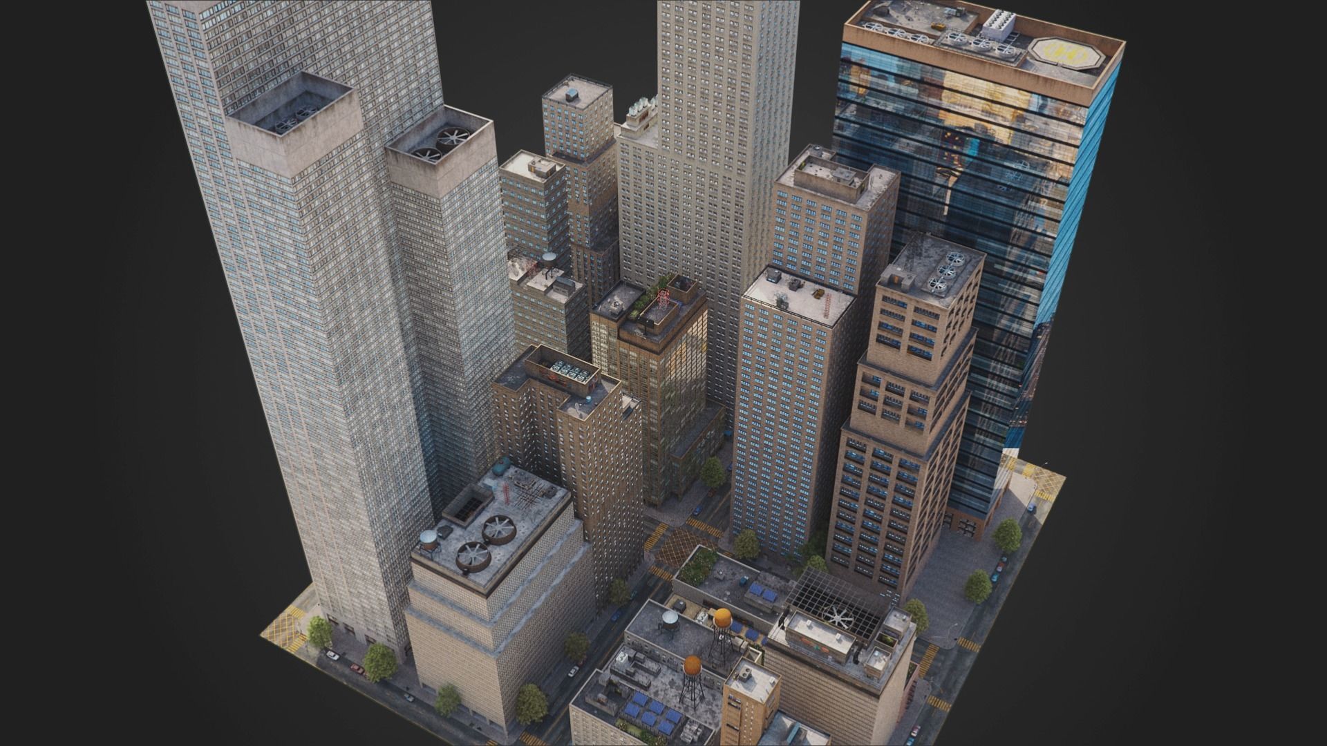 Realistic City District H18-A21 MAYA Low-poly 3D model_2