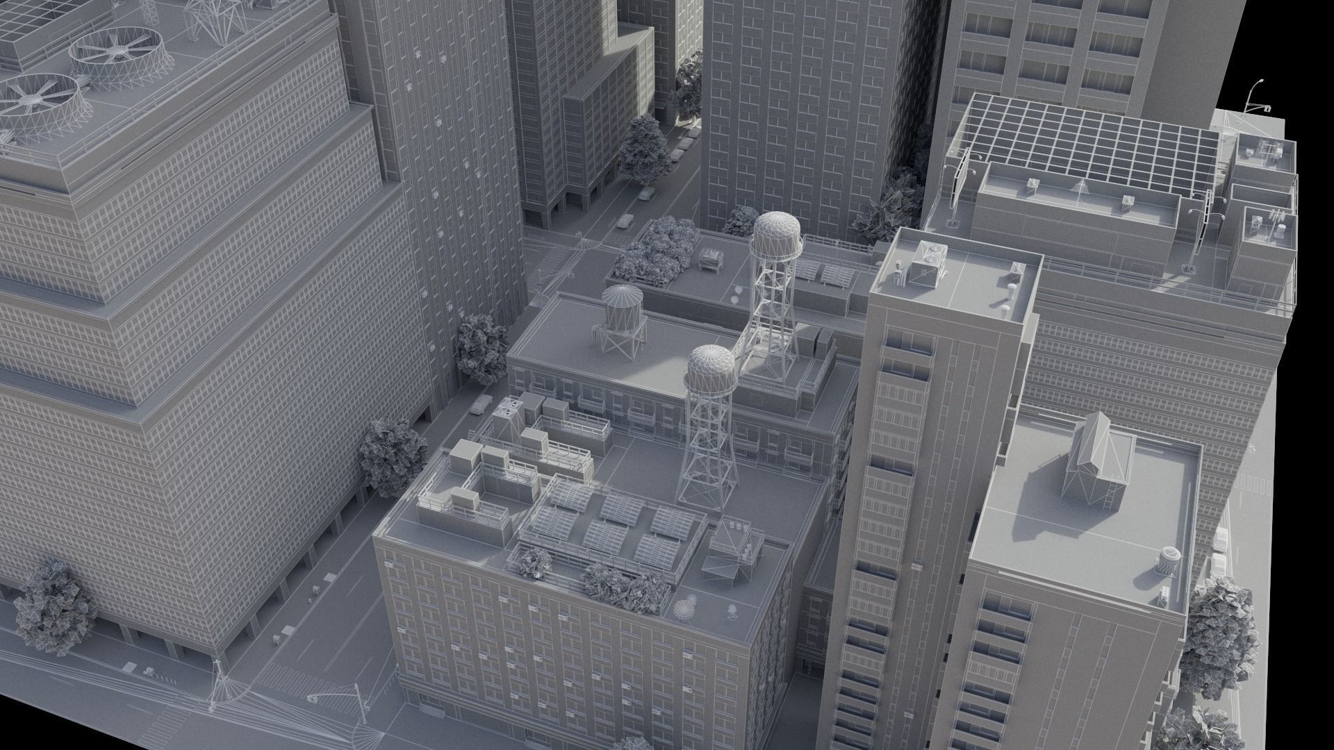 Realistic City District H18-A21 MAYA Low-poly 3D model_23