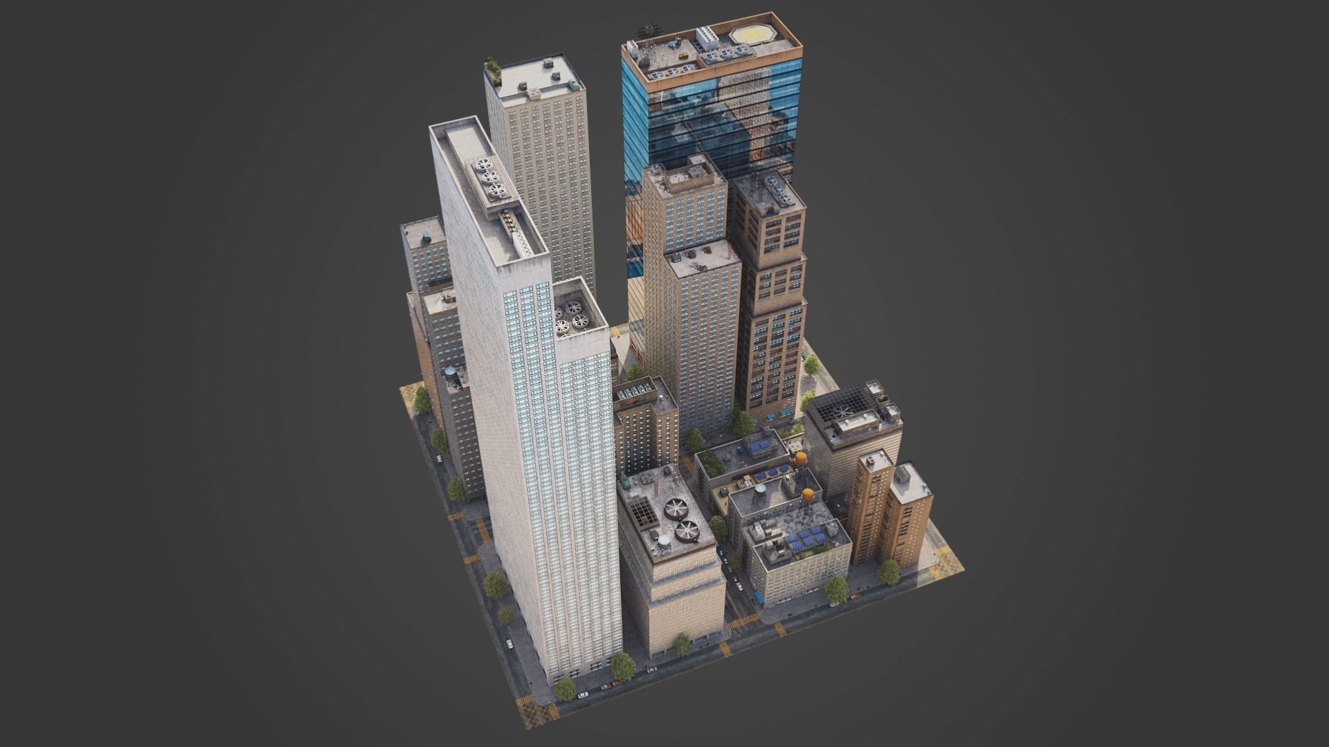 Realistic City District H18-A21 MAYA Low-poly 3D model_16