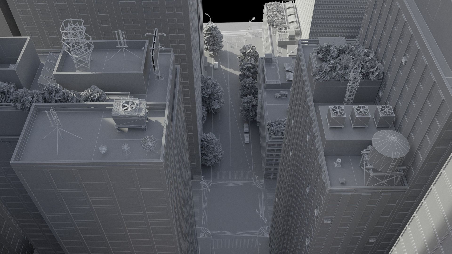 Realistic City District H18-A21 MAYA Low-poly 3D model_26