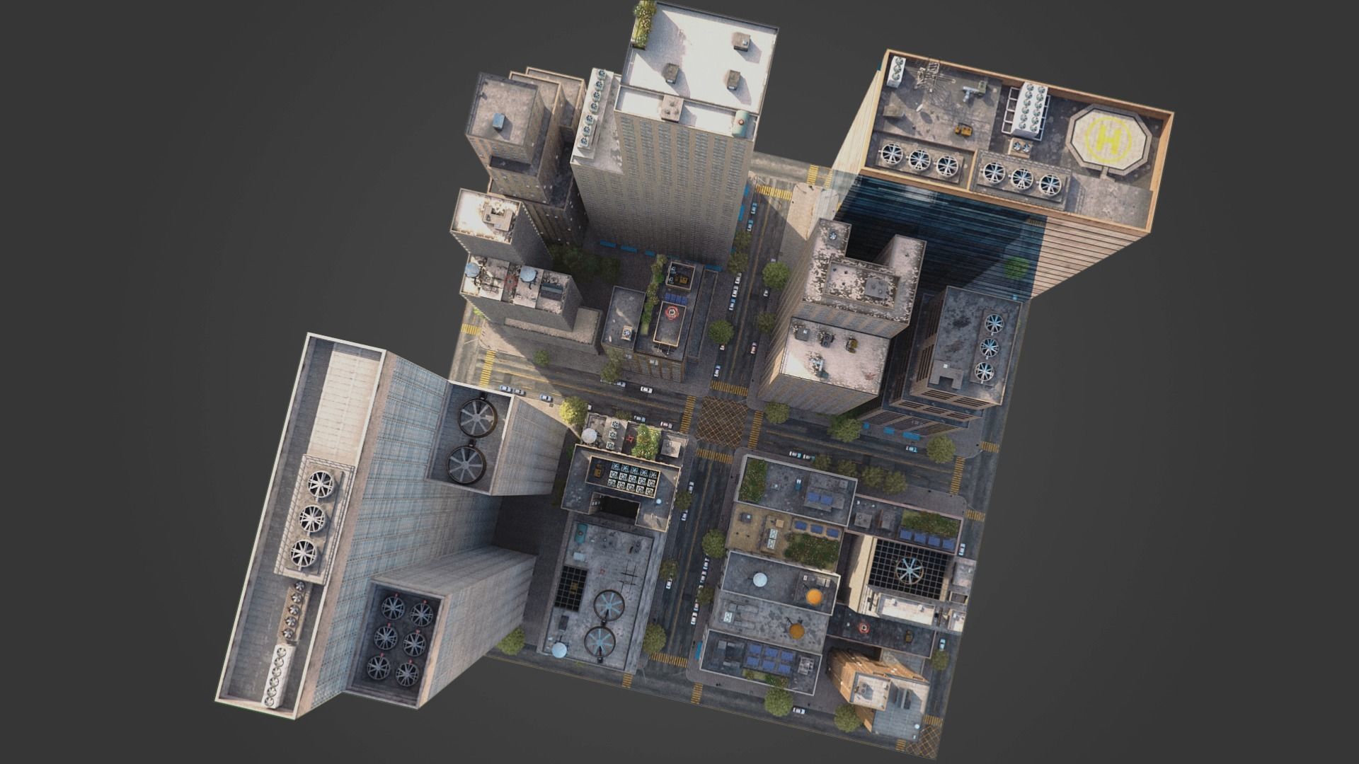 Realistic City District H18-A21 MAYA Low-poly 3D model_14