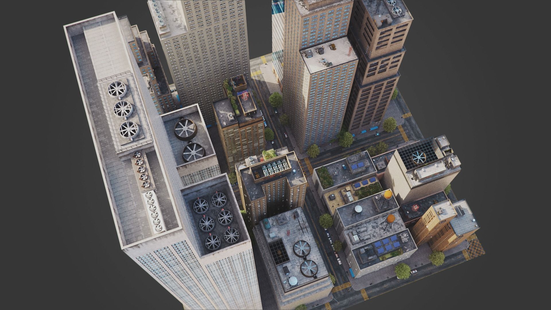 Realistic City District H18-A21 MAYA Low-poly 3D model_5