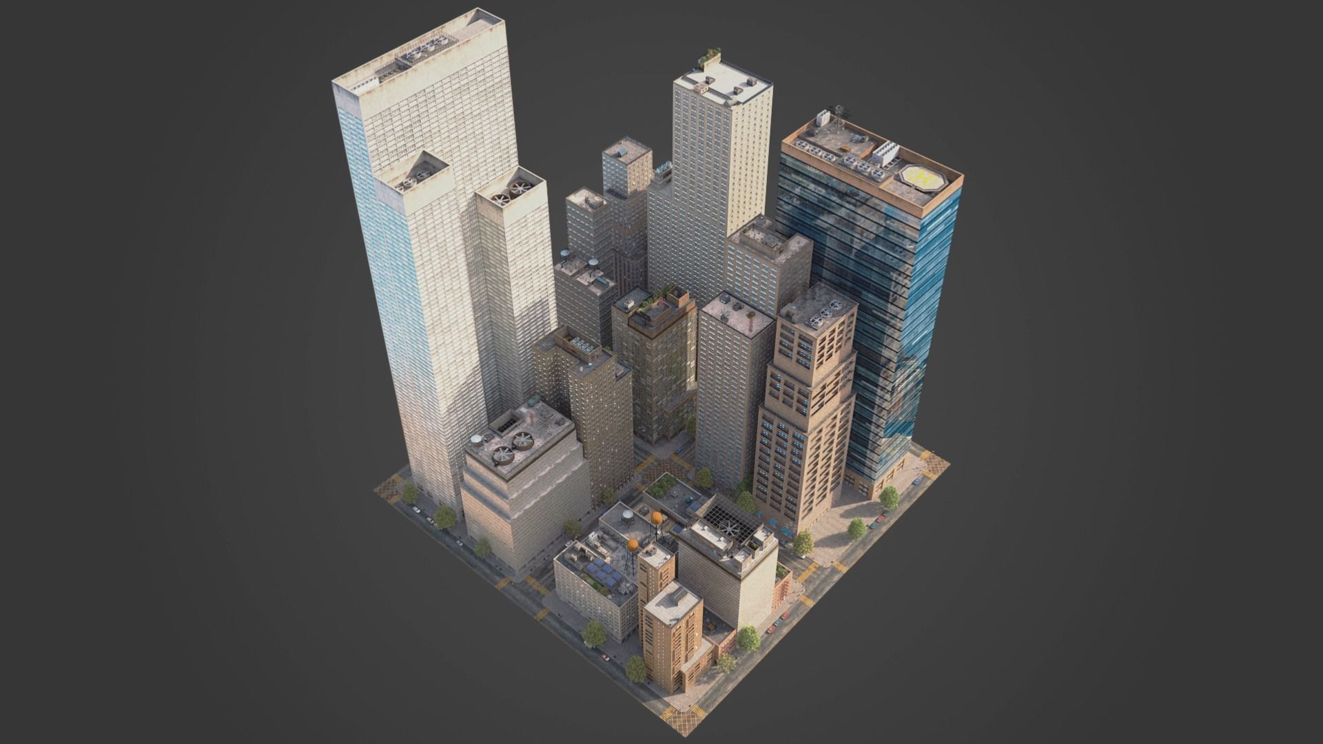 Realistic City District H18-A21 MAYA Low-poly 3D model_15
