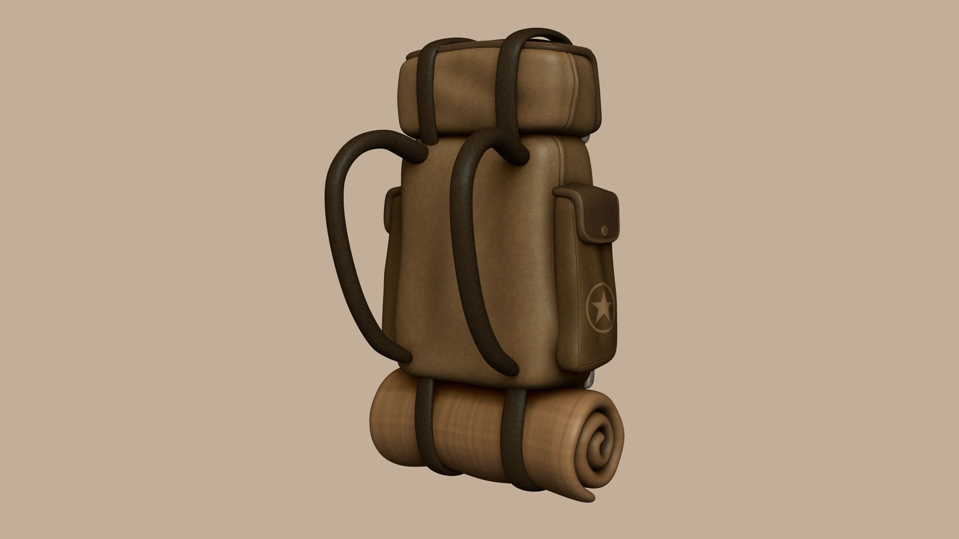 Camping Backpack - Desert - Character Costume Low-poly 3D model_5