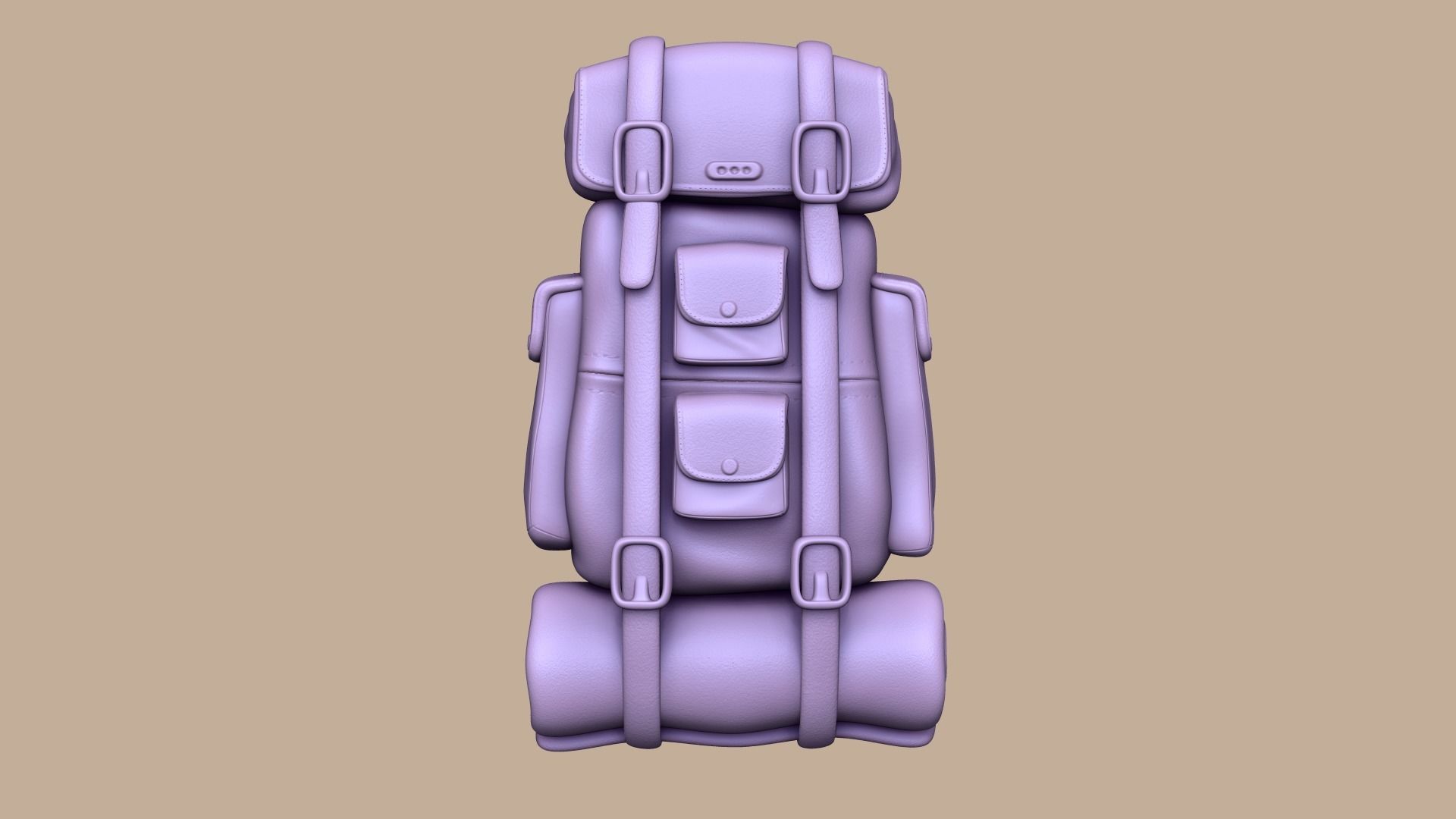 Camping Backpack - Desert - Character Costume Low-poly 3D model_9