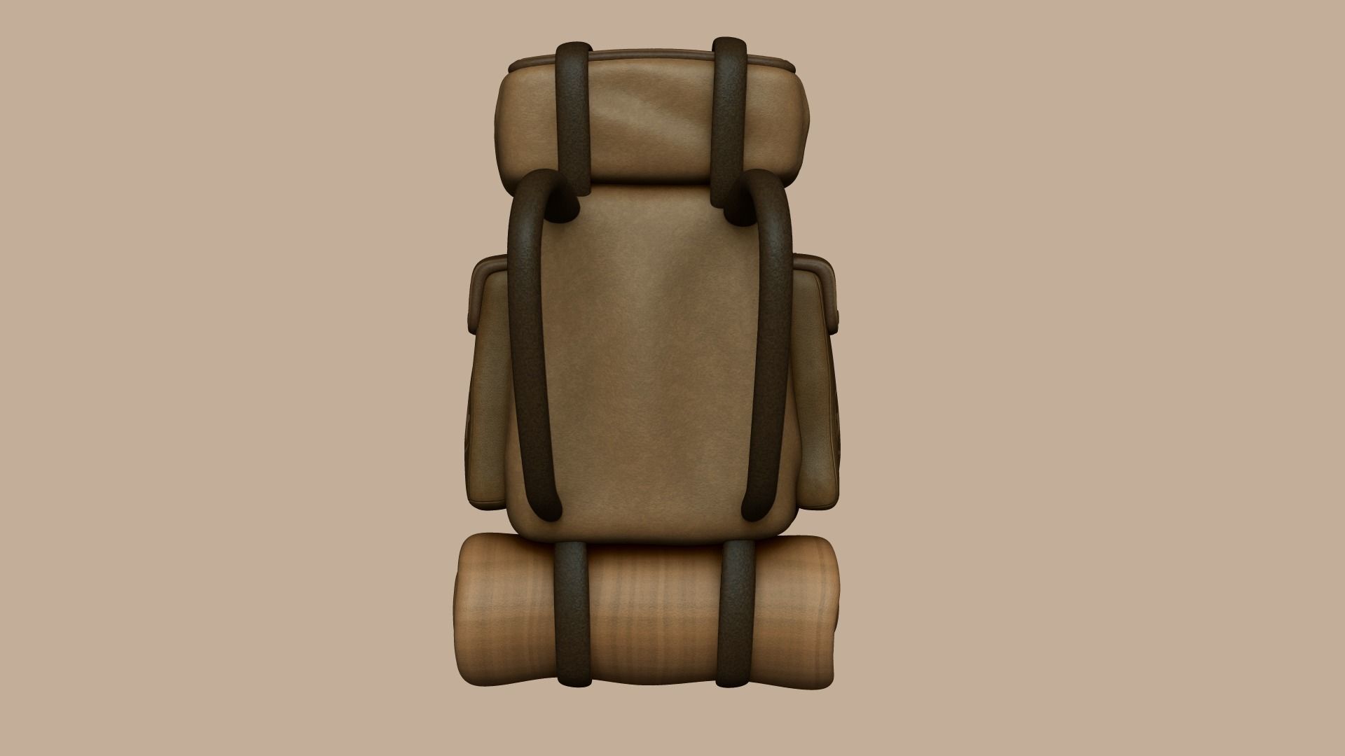 Camping Backpack - Desert - Character Costume Low-poly 3D model_6
