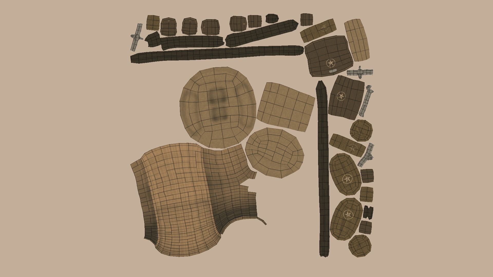 Camping Backpack - Desert - Character Costume Low-poly 3D model_15