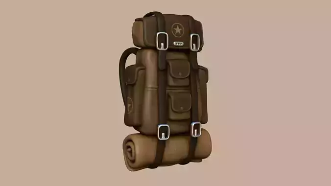 Camping Backpack - Desert - Character Costume Low-poly 3D model
