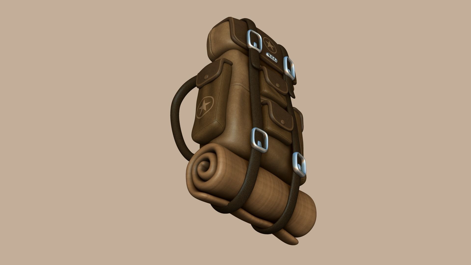 Camping Backpack - Desert - Character Costume Low-poly 3D model_3