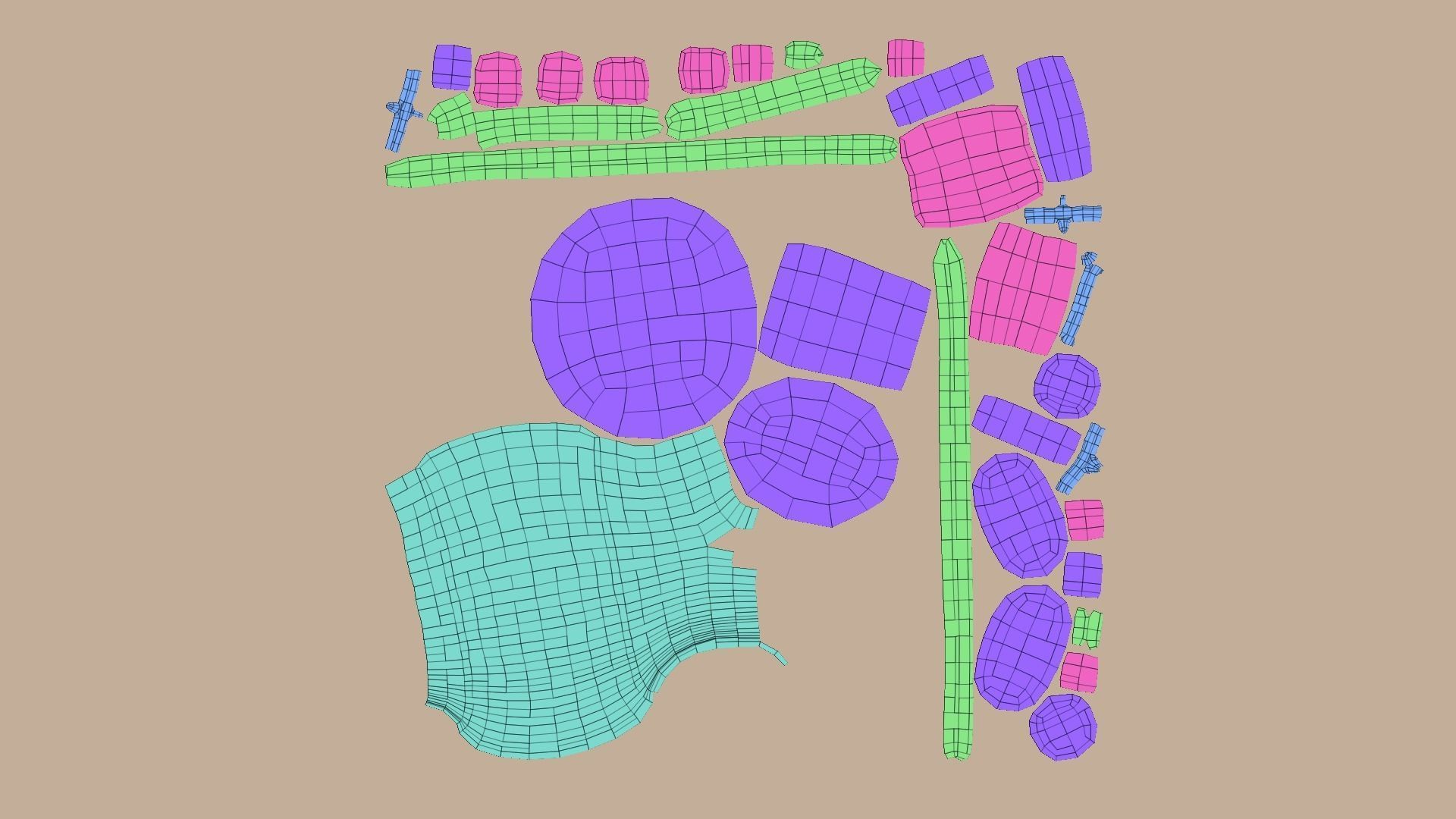 Camping Backpack - Desert - Character Costume Low-poly 3D model_16