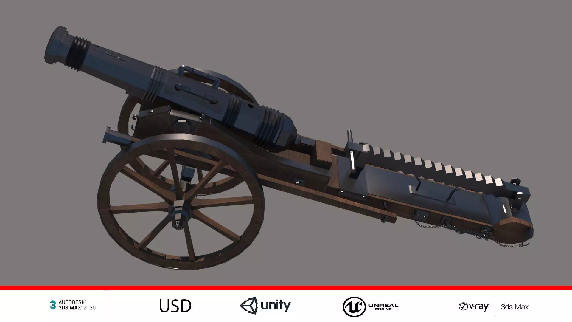 Old Canon Low-poly 3D model
