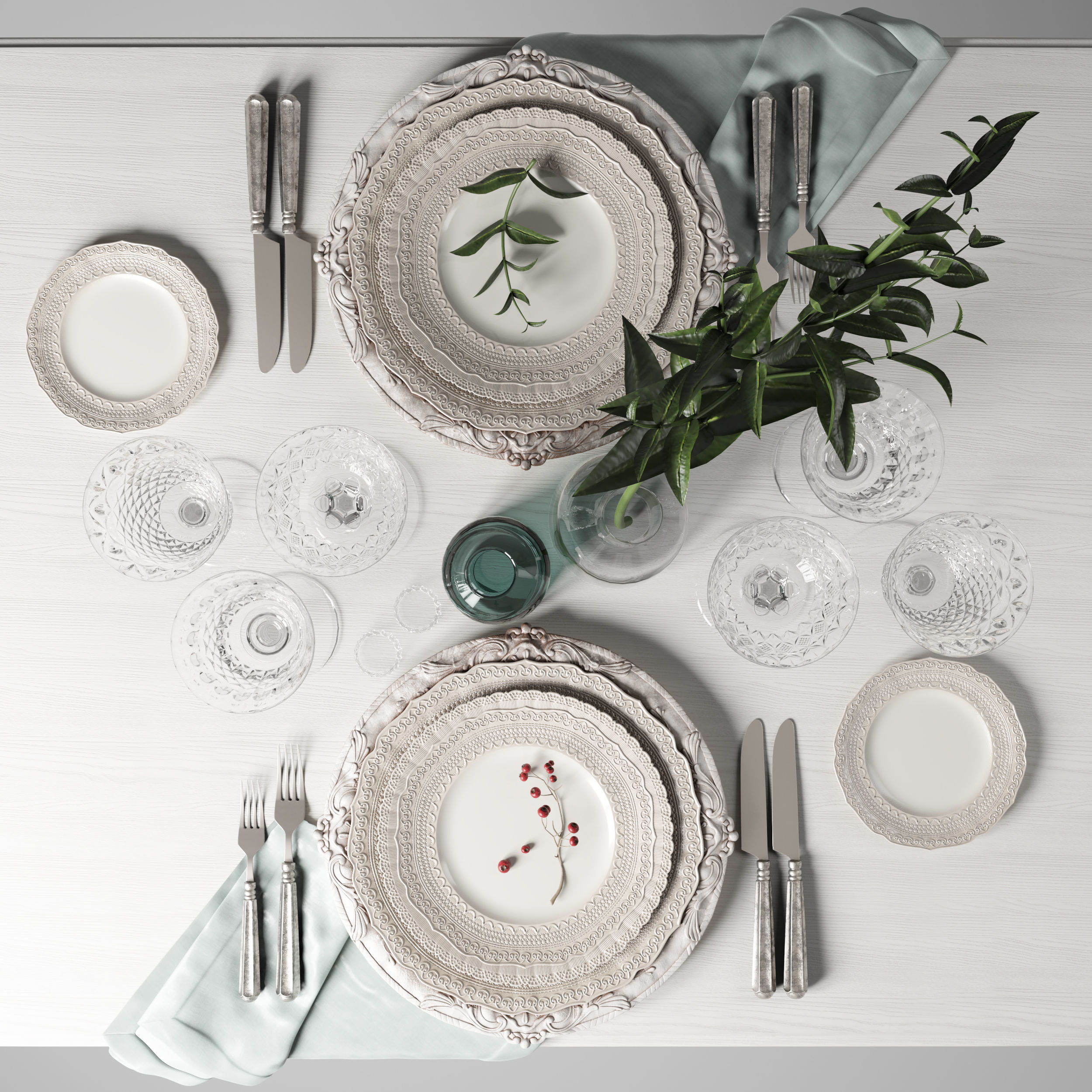 Casa de Perrin Table Set 3D model_10