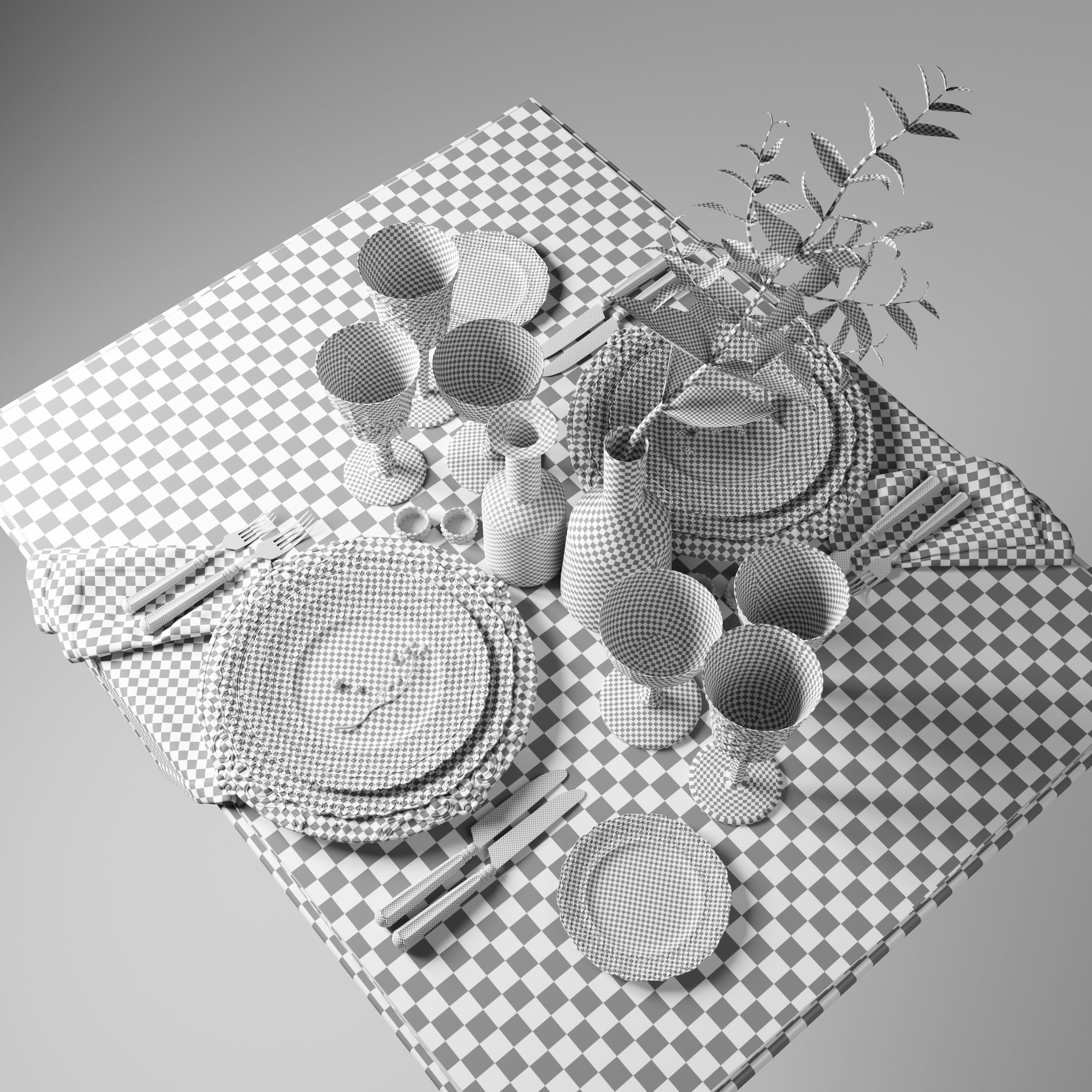 Casa de Perrin Table Set 3D model_2