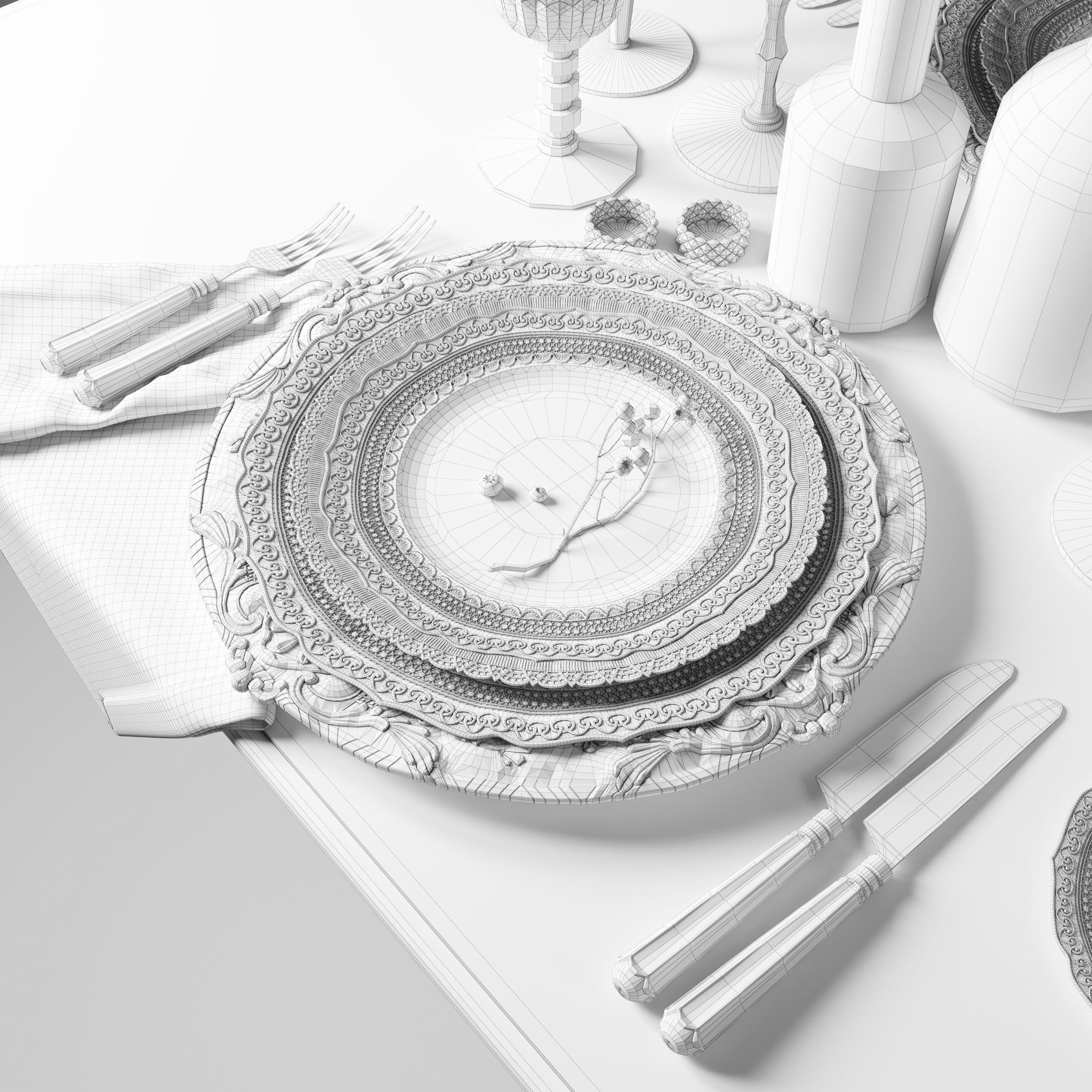 Casa de Perrin Table Set 3D model_14