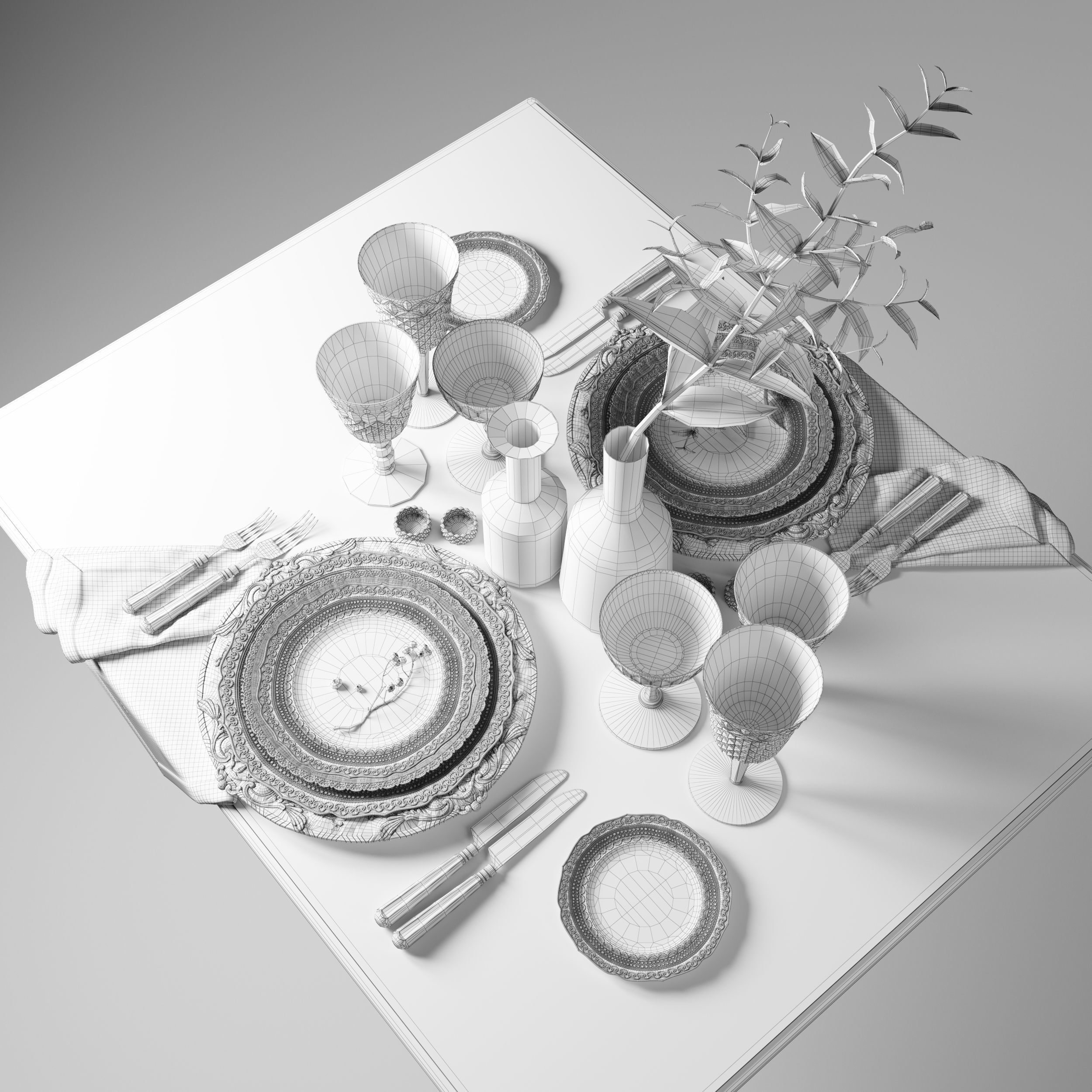 Casa de Perrin Table Set 3D model_3