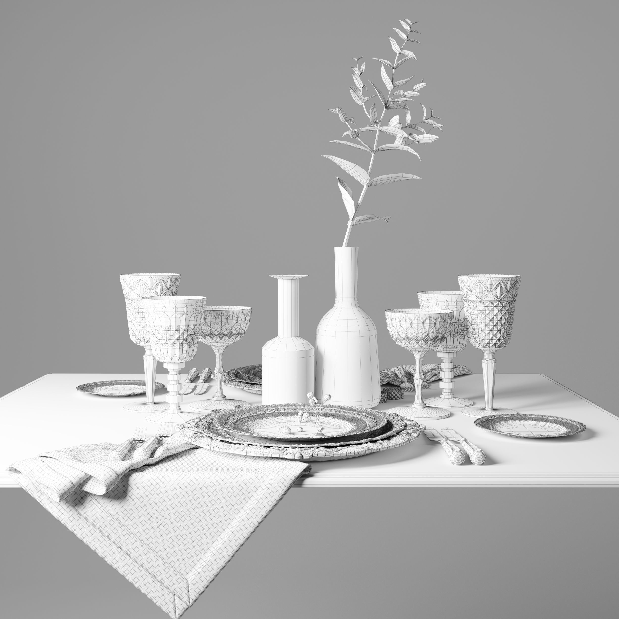 Casa de Perrin Table Set 3D model_6